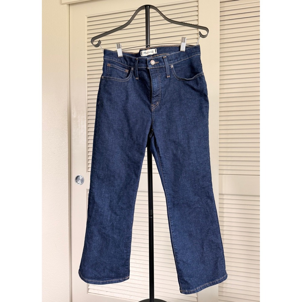 Madewell Cali Demi-Boot Jeans Dark Wash Indigo Cropped Flare 29P